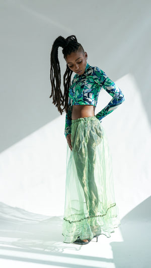 Sheer Skirt Lime Green