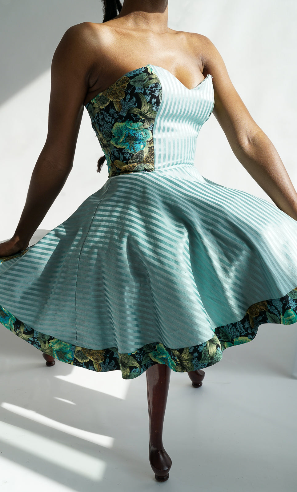 Blue Cocktail Dress with Invisible Zipper