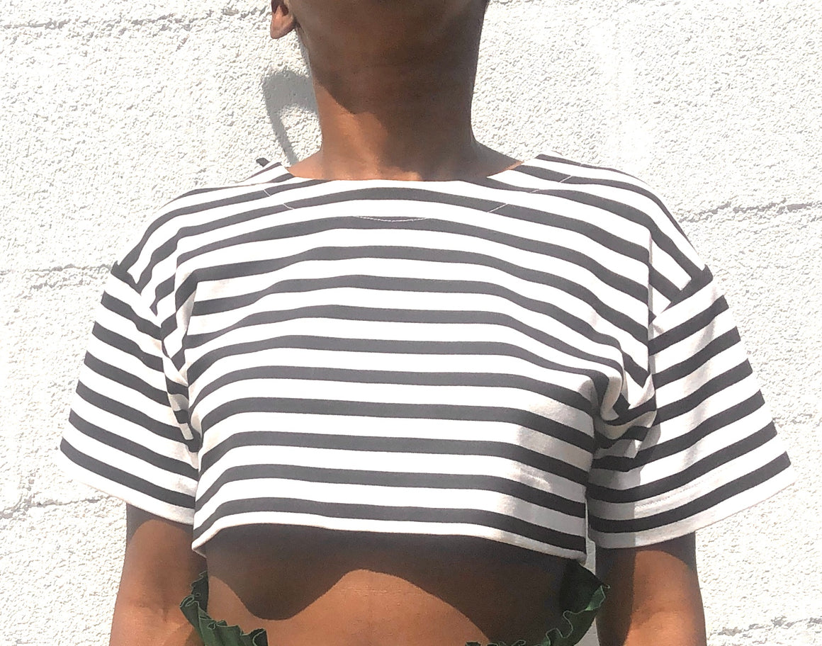 Black and White Stripe Crop Top