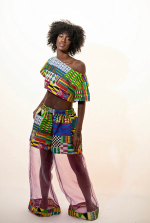 Top Pants Set - Afro Print Purple