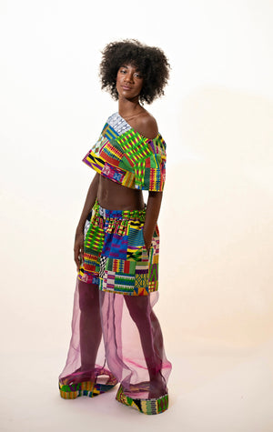 Top Pants Set - Afro Print Purple