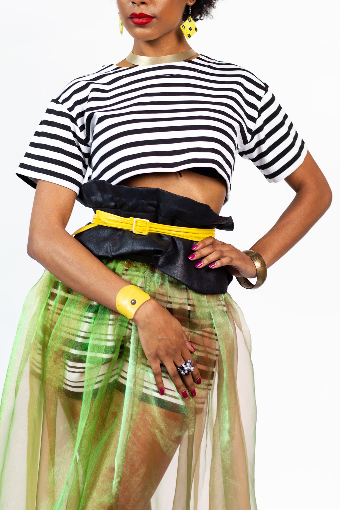 Sheer Skirt Green Red