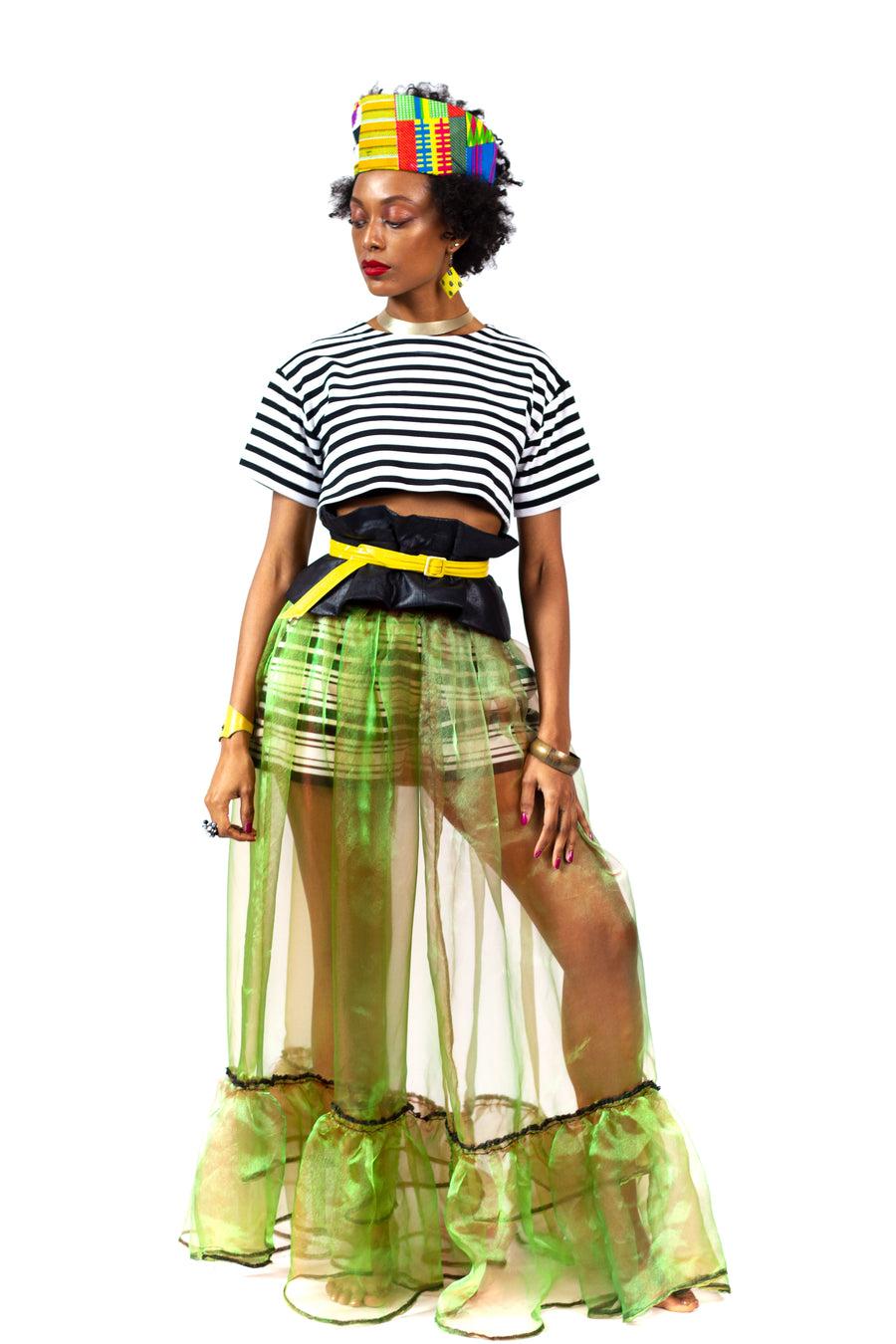 Sheer Skirt Green Red